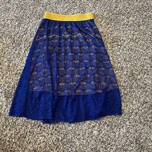 Lularoe Navy lace over gold skirt